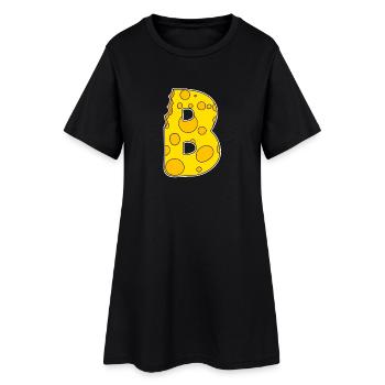 Letter B - Initial Letter B - Cheese Motif - Women’s T-Shirt Dress - black - Front