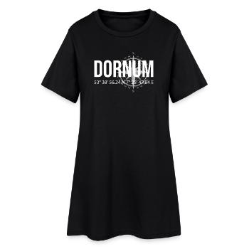 Koordinaten Dornum - Frauen T-Shirt-Kleid - Schwarz - Vorne