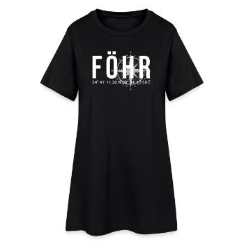 Koordinaten Föhr - Frauen T-Shirt-Kleid - Schwarz - Vorne