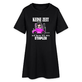 Stapler Gabelstapler Lager Logistik Damen - Frauen T-Shirt-Kleid - Schwarz - Vorne