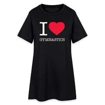 I LOVE GYMNASTICS - Frauen T-Shirt-Kleid - Schwarz - Vorne