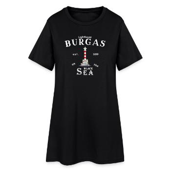 Bulgarie, phare du port de Burgas. Mer Noire - Robe T-shirt Femme - noir - Devant