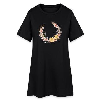 Couronne de fleurs, jonquilles printanières et chatons de palmier - Robe T-shirt Femme - noir - Devant
