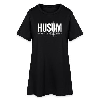 Koordinaten Husum - Frauen T-Shirt-Kleid - Schwarz - Vorne