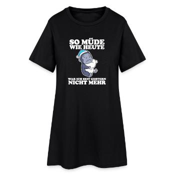 Ausschlafen Müde Spruch lustig Schlafen - Affe - Frauen T-Shirt-Kleid - Schwarz - Vorne
