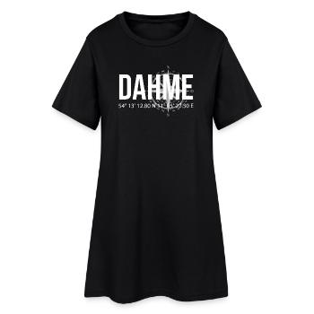 Koordinaten Dahme - Frauen T-Shirt-Kleid - Schwarz - Vorne