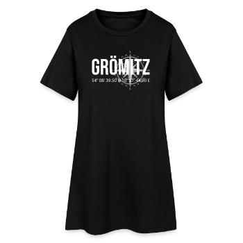 Koordinaten Grömitz - Frauen T-Shirt-Kleid - Schwarz - Vorne