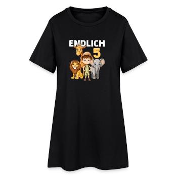 5 Geburtstag Elefant Löwe Giraffe 5 Jahre Spruch - Frauen T-Shirt-Kleid - Schwarz - Vorne