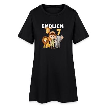 7 Jahre Elefant Giraffe Löwe 7 Kindergeburtstag - Frauen T-Shirt-Kleid - Schwarz - Vorne