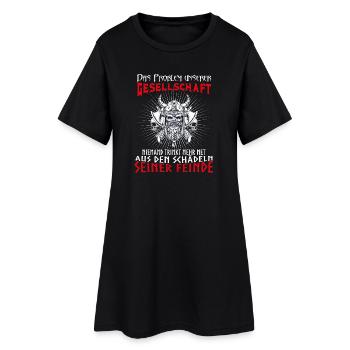Wikinger nordische Mythologie Schädel Feinde - Frauen T-Shirt-Kleid - Schwarz - Vorne