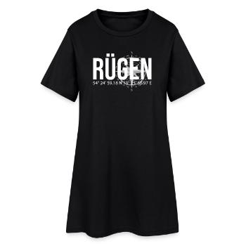 Koordinaten Rügen - Frauen T-Shirt-Kleid - Schwarz - Vorne