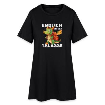 Drache 1 Klasse Einschulung Schule Drachen Spruch - Frauen T-Shirt-Kleid - Schwarz - Vorne