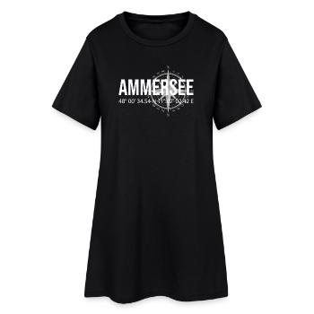 Koordinaten Ammersee - Frauen T-Shirt-Kleid - Schwarz - Vorne