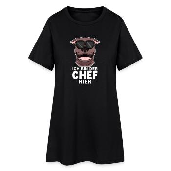 Chef Spruch Anführer Hund - Frauen T-Shirt-Kleid - Schwarz - Vorne