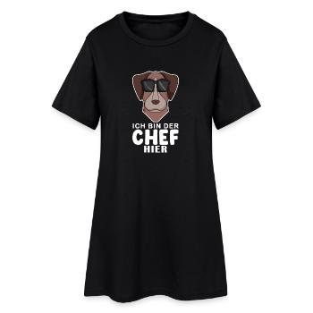 Chef Spruch Anführer Hund Pointer Motiv - Frauen T-Shirt-Kleid - Schwarz - Vorne