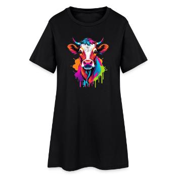 Vache colorée mignonne - Robe T-shirt Femme - noir - Devant