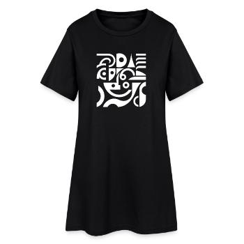 Geometric wave patterns in black and white - Women’s T-Shirt Dress - black - Front