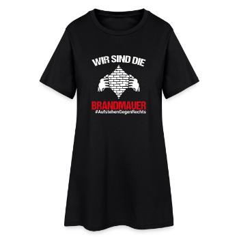 Brandmauer gegen Rechts gegen AfD - Frauen T-Shirt-Kleid - Schwarz - Vorne