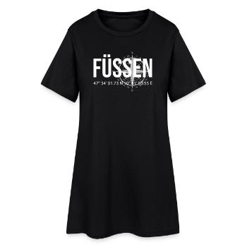 Koordinaten Füssen - Frauen T-Shirt-Kleid - Schwarz - Vorne