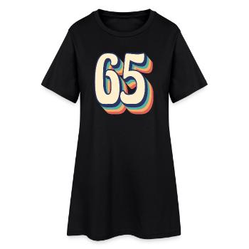 Vintage Retro T-Shirt Nummer 65 Fünfundsechzig - Frauen T-Shirt-Kleid - Schwarz - Vorne