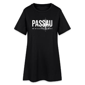 Koordinaten Passau - Frauen T-Shirt-Kleid - Schwarz - Vorne