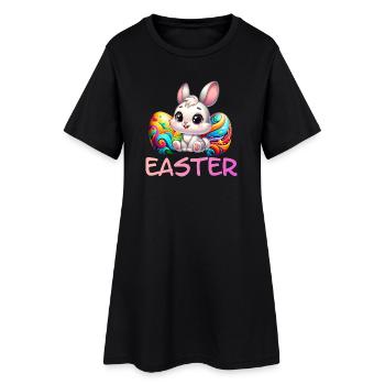 Lapin de Pâques avec des œufs de Pâques - Robe T-shirt Femme - noir - Devant