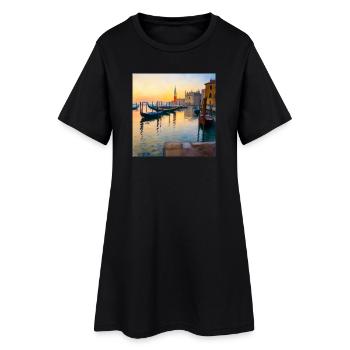 Venedig - Frauen T-Shirt-Kleid - Schwarz - Vorne
