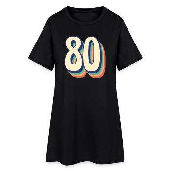 Vintage Retro T-Shirt Nummer 80 Eighty - Frauen T-Shirt-Kleid - Schwarz - Vorne