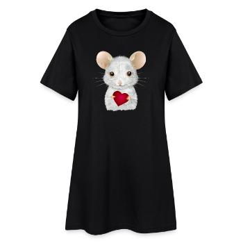Souris blanche mignonne avec coeur pour la Saint-Valentin - Robe T-shirt Femme - noir - Devant