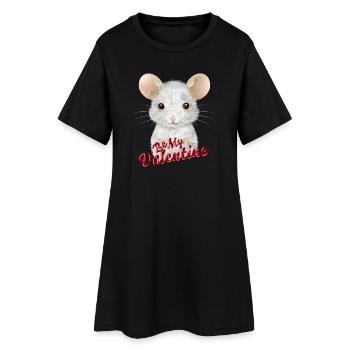 Souris blanche mignonne pour la Saint-Valentin - Robe T-shirt Femme - noir - Devant