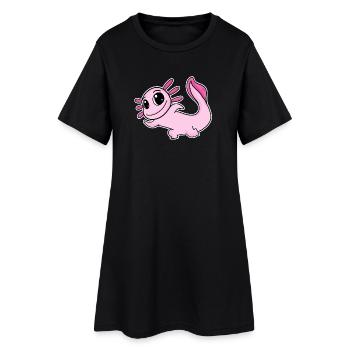 Axolotl Motiv Rosa - Frauen T-Shirt-Kleid - Schwarz - Vorne