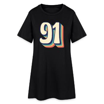 T-Shirt rétro Vintage numéro 91 quatre-vingt-onze - Robe T-shirt Femme - noir - Devant
