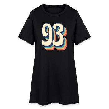 Vintage Retro T-Shirt Nummer 93 Dreiundneunzig - Frauen T-Shirt-Kleid - Schwarz - Vorne