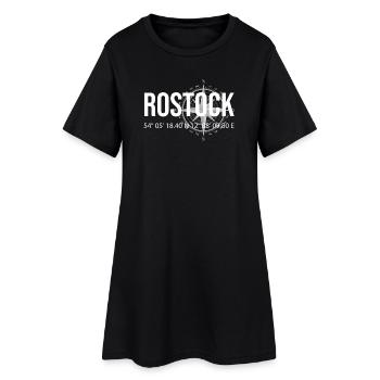 Koordinaten Rostock - Frauen T-Shirt-Kleid - Schwarz - Vorne