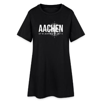 Koordinaten Aachen - Frauen T-Shirt-Kleid - Schwarz - Vorne