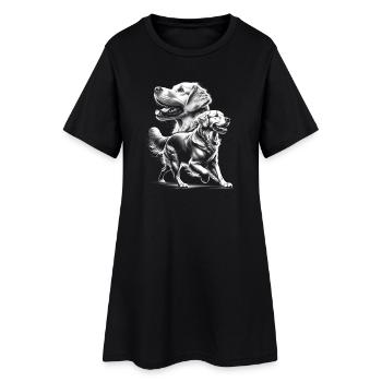 Golden Retriever comme portrait photoréaliste - Robe T-shirt Femme - noir - Devant