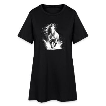 Cheval cool au galop comme portrait - Robe T-shirt Femme - noir - Devant