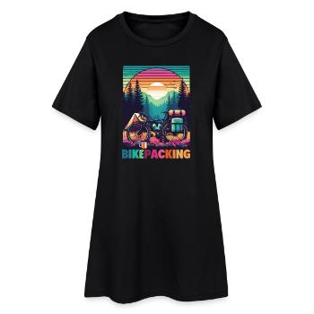 Aventure au coucher de soleil en bikepacking - Robe T-shirt Femme - noir - Devant