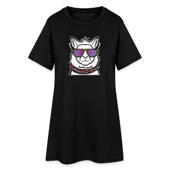 Lama cool - Robe T-shirt Femme - noir - Devant