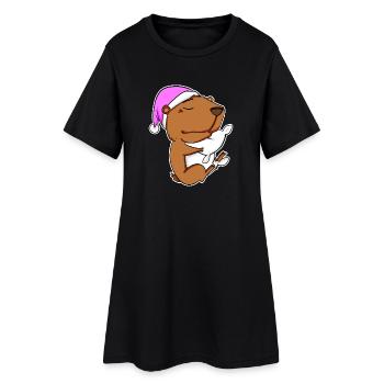 Capybara Capybara Oreiller Fatigué Relax - Robe T-shirt Femme - noir - Devant