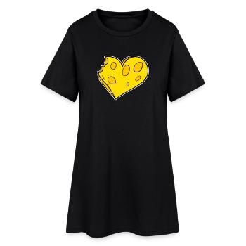 Coeur de fromage - Robe T-shirt Femme - noir - Devant