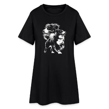 Bernese Mountain Dog as a portrait in drawing style - Women’s T-Shirt Dress - black - Front