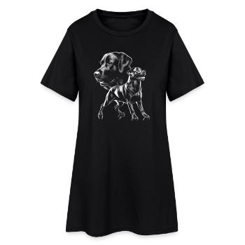 Labrador mignon comme un portrait cool dans le style dessin - Robe T-shirt Femme - noir - Devant
