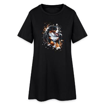 Bernese Mountain Dog with cool splashes of color - Women’s T-Shirt Dress - black - Front