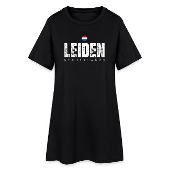 Leiden City Distressed Print - Frauen T-Shirt-Kleid - Schwarz - Vorne
