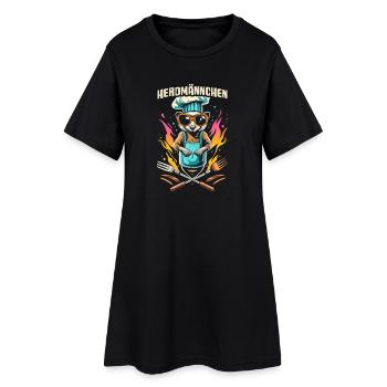 Herdmännchen Koch T-Shirt – Spaß in der Küche - Frauen T-Shirt-Kleid - Schwarz - Vorne