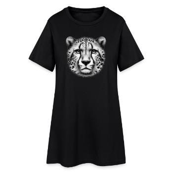 Gepard - Frauen T-Shirt-Kleid - Schwarz - Vorne