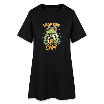 Fille du jour bissextile 29 février anniversaire grenouille bulle - Robe T-shirt Femme - noir - Devant