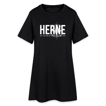 Koordinaten Herne - Frauen T-Shirt-Kleid - Schwarz - Vorne
