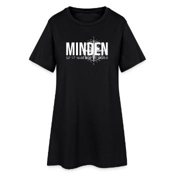 Koordinaten Minden - Frauen T-Shirt-Kleid - Schwarz - Vorne
